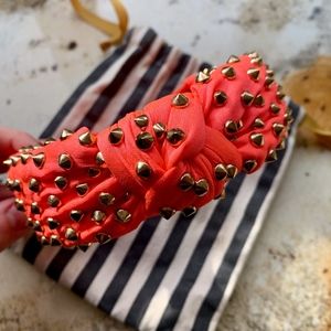 Beautiful Coral, Copper Studded Silk Headband